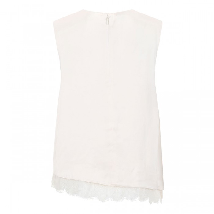 Asymmetric satin lace top