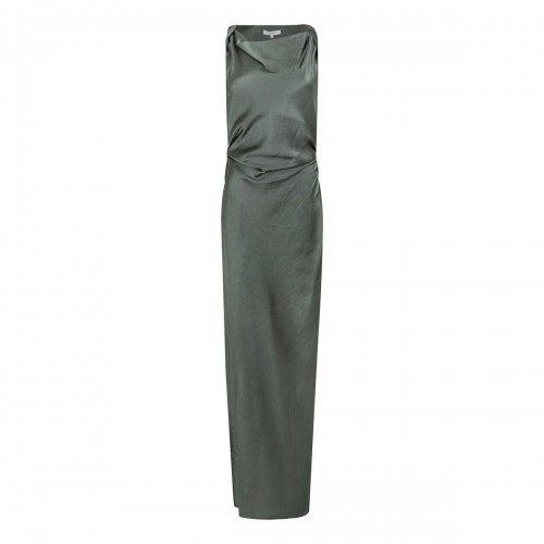 Satin twist-shoulder dress