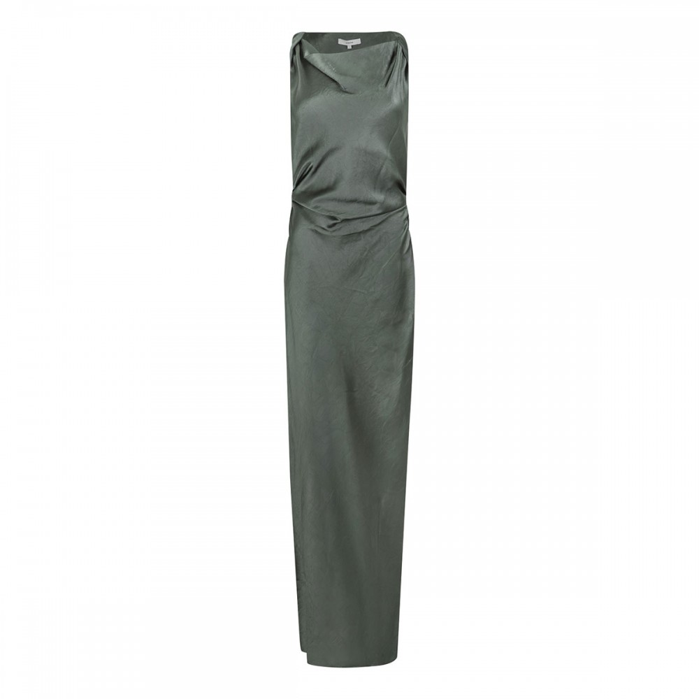 Satin twist-shoulder dress