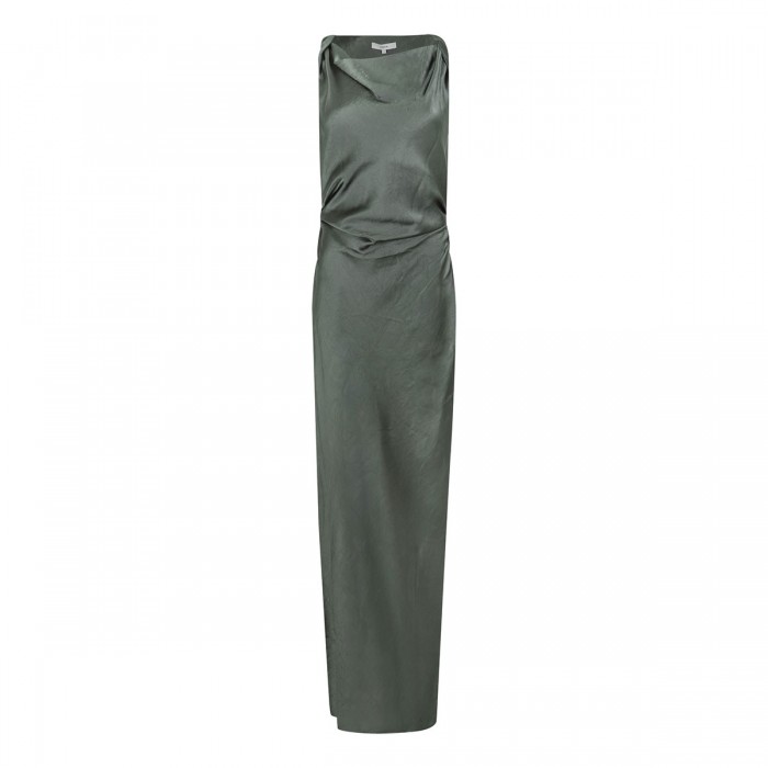 Satin twist-shoulder dress