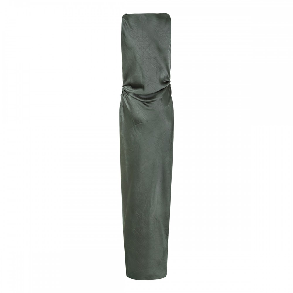 Satin twist-shoulder dress