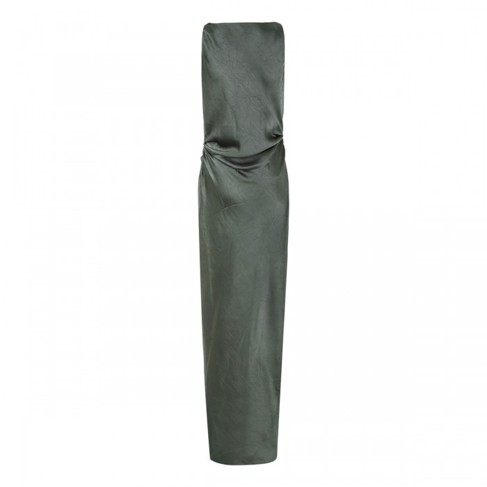Satin twist-shoulder dress