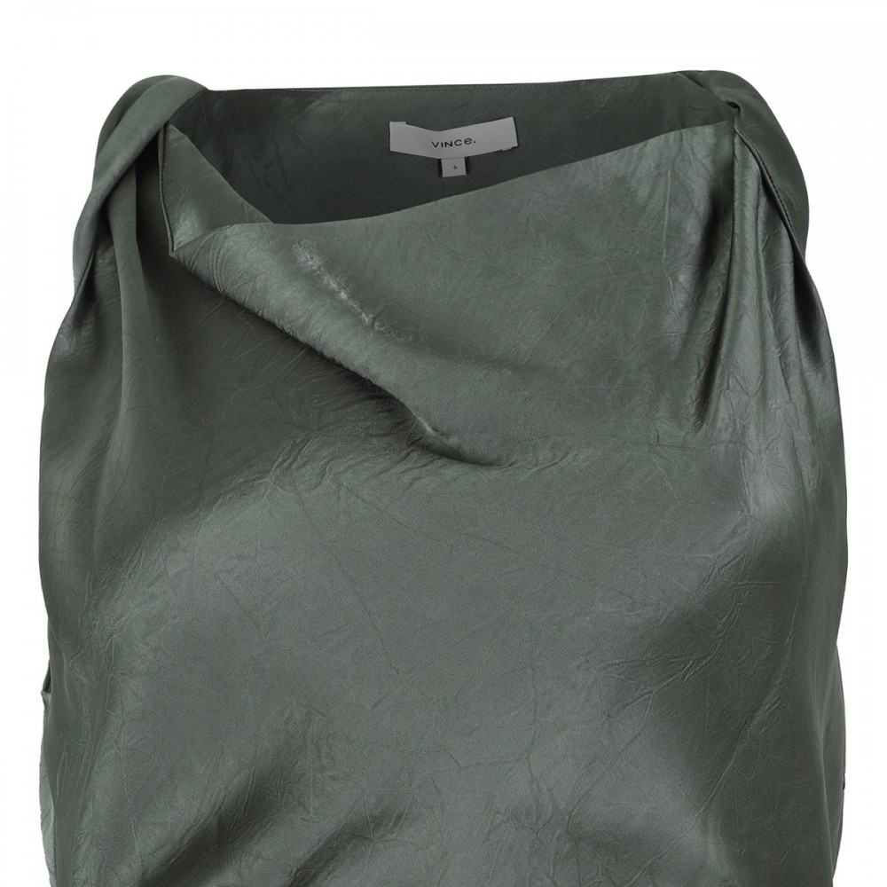 Satin twist-shoulder dress