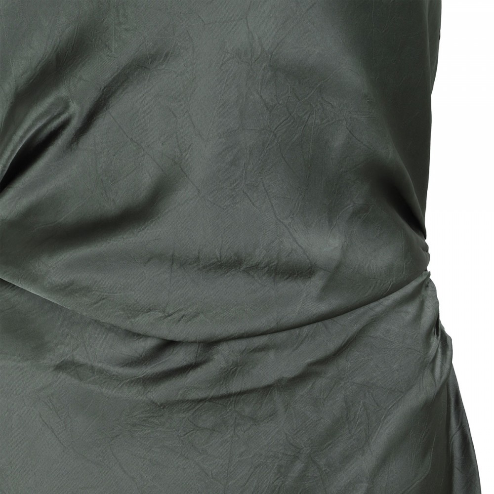 Satin twist-shoulder dress
