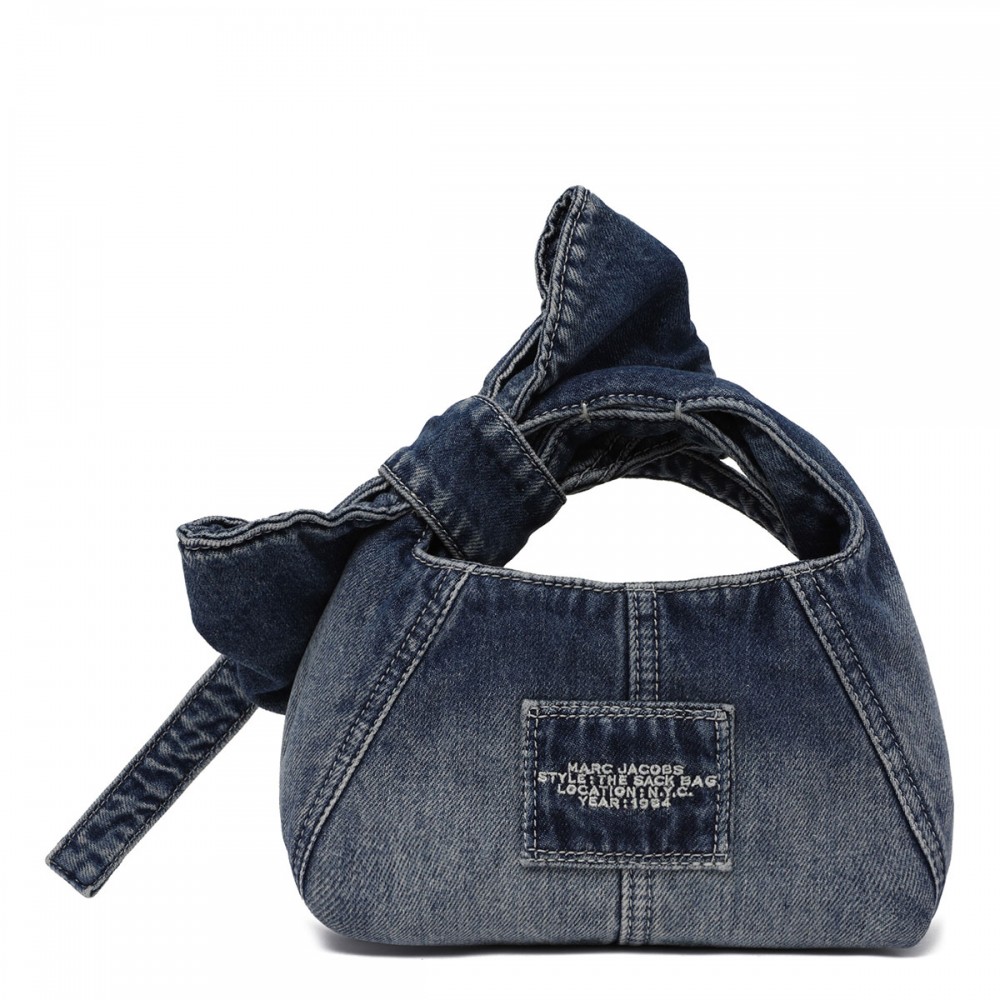The Bow denim mini sack bag