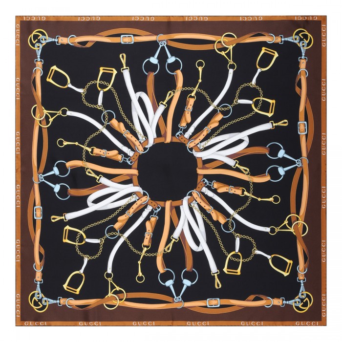 Interlocking G equestrian print carré