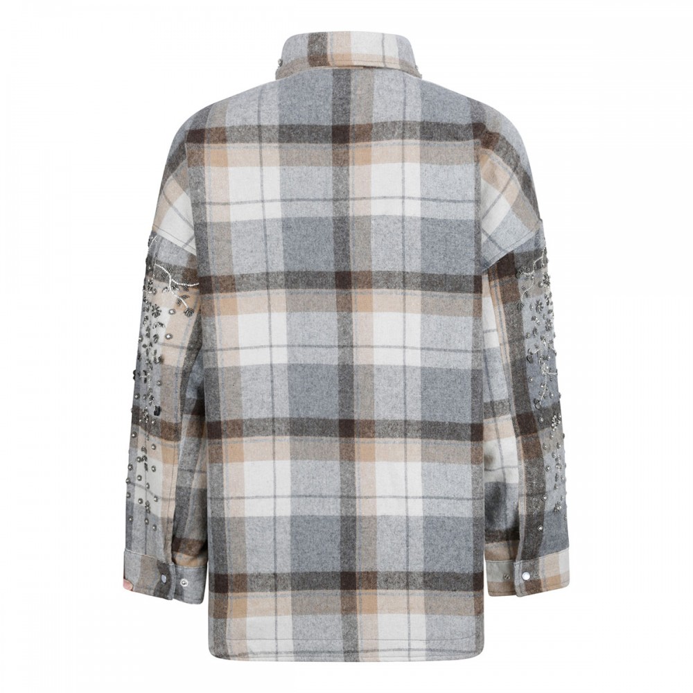 Crystal embroideries flannel overshirt