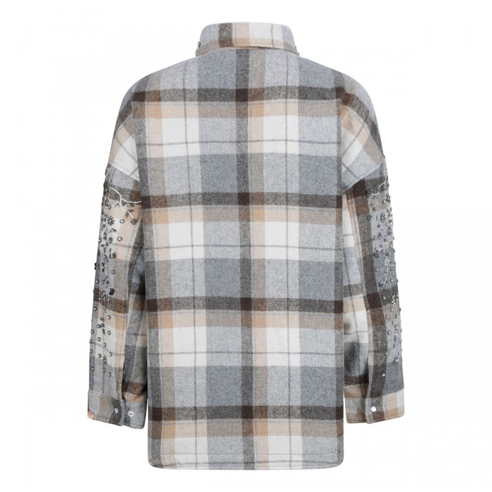 Crystal embroideries flannel overshirt