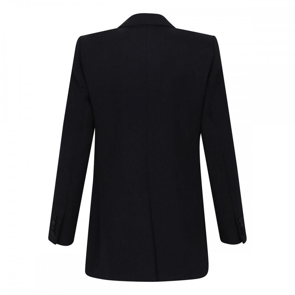 Black grain de poudre wool blazer