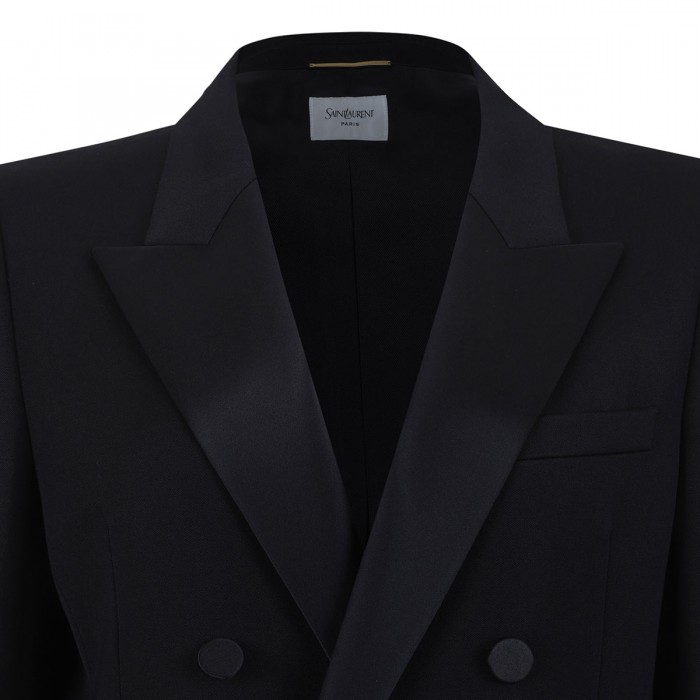 Black grain de poudre wool blazer