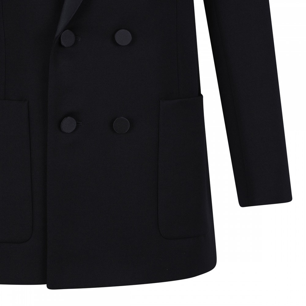 Black grain de poudre wool blazer