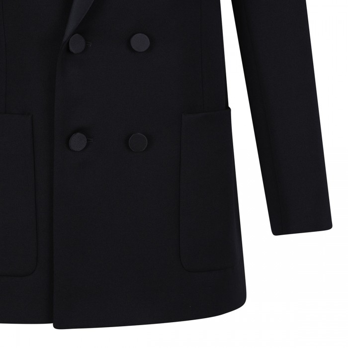 Black grain de poudre wool blazer