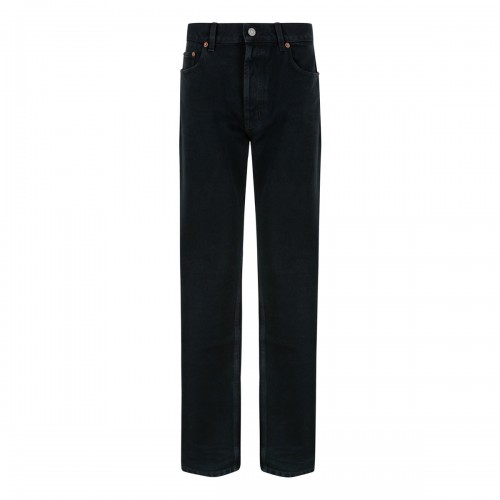 Black denim straight jeans