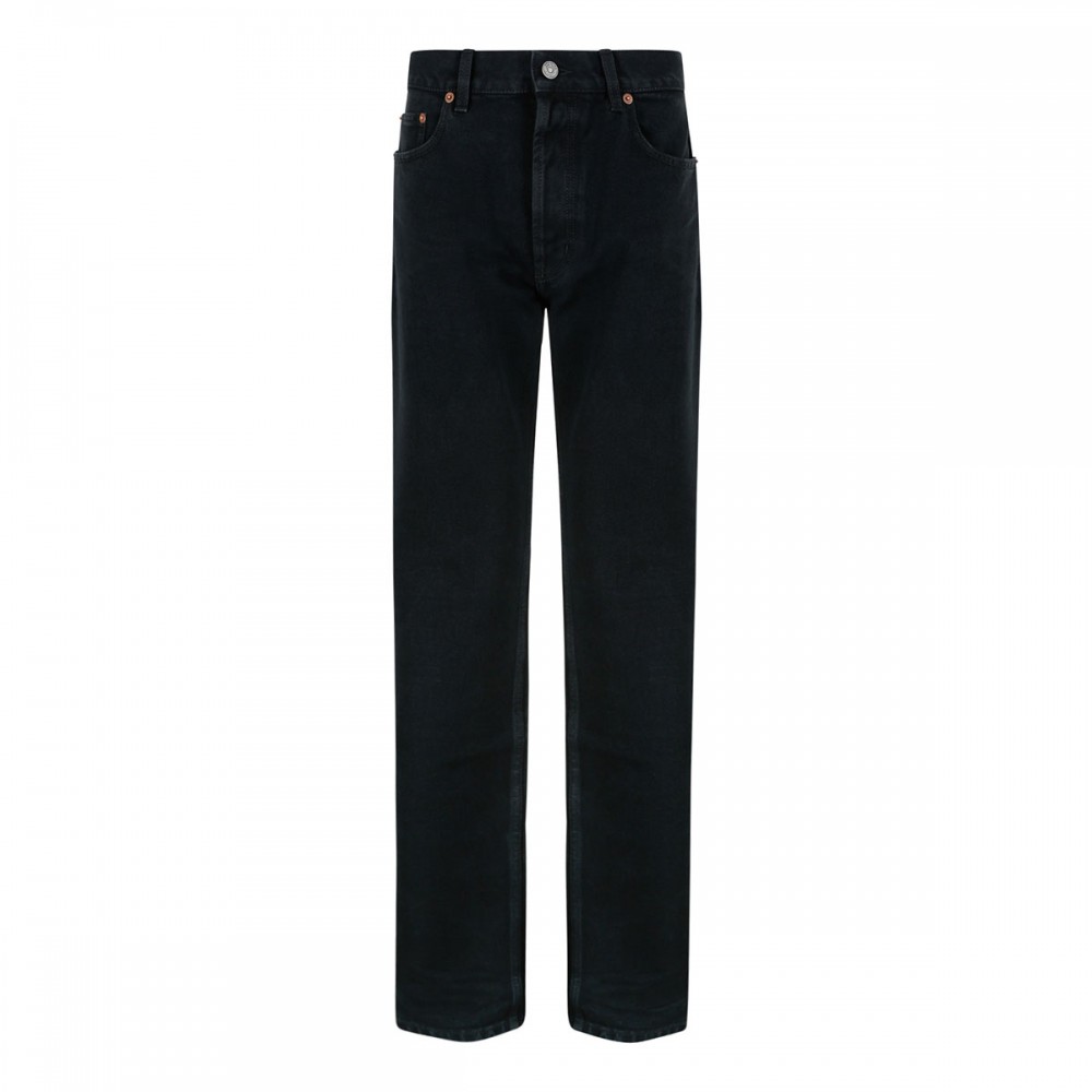 Black denim straight jeans