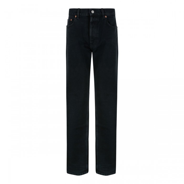 Black denim straight jeans