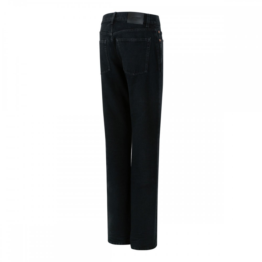Black denim straight jeans