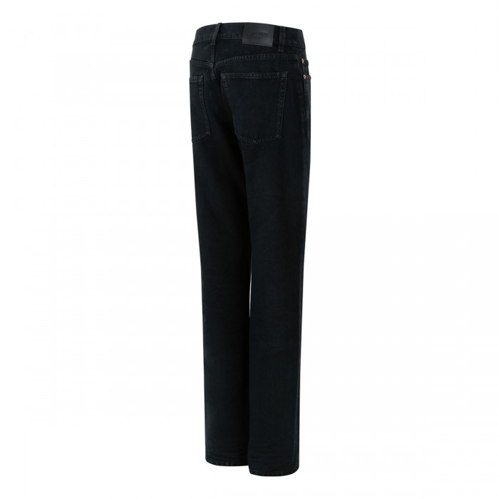 Black denim straight jeans