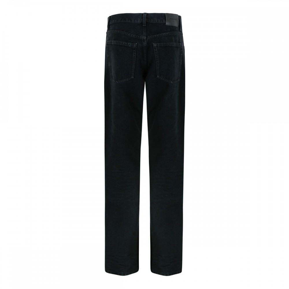 Black denim straight jeans