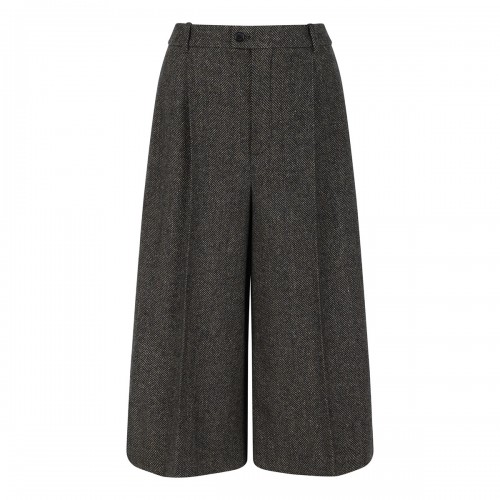 Herringbone wool culotte pants