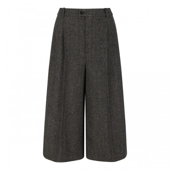 Herringbone wool culotte pants