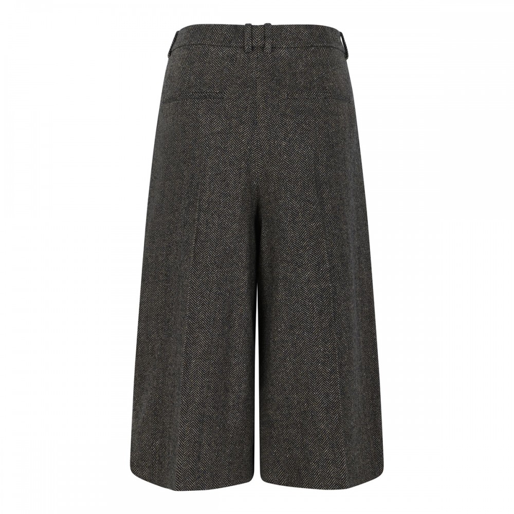 Herringbone wool culotte pants