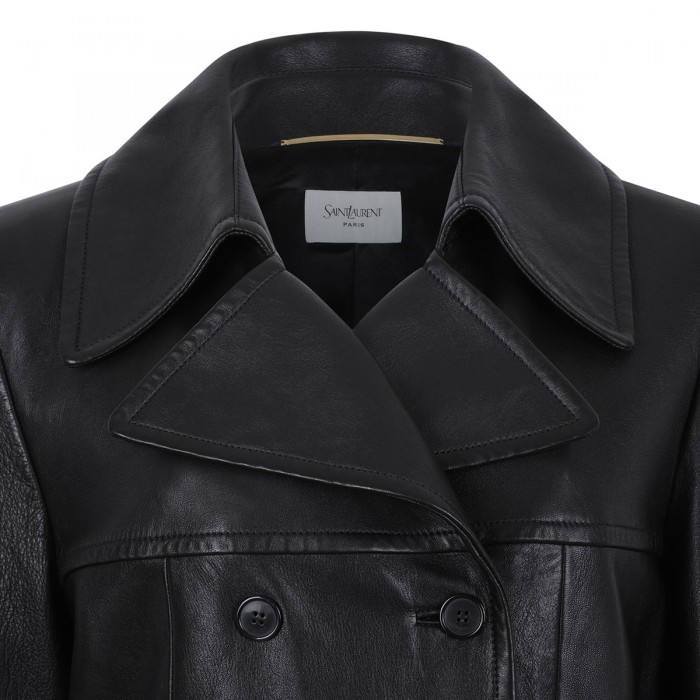 Belted leather jacket
