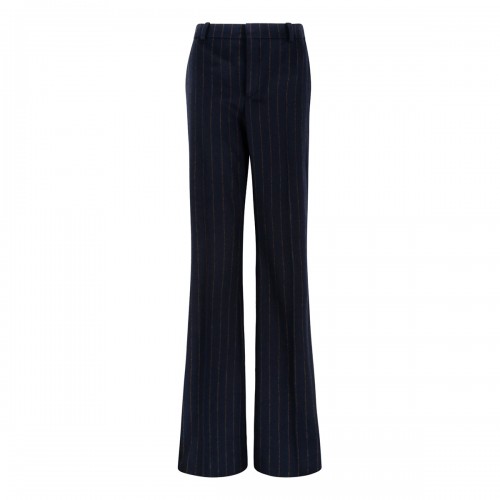 Pinstriped wool blend pants
