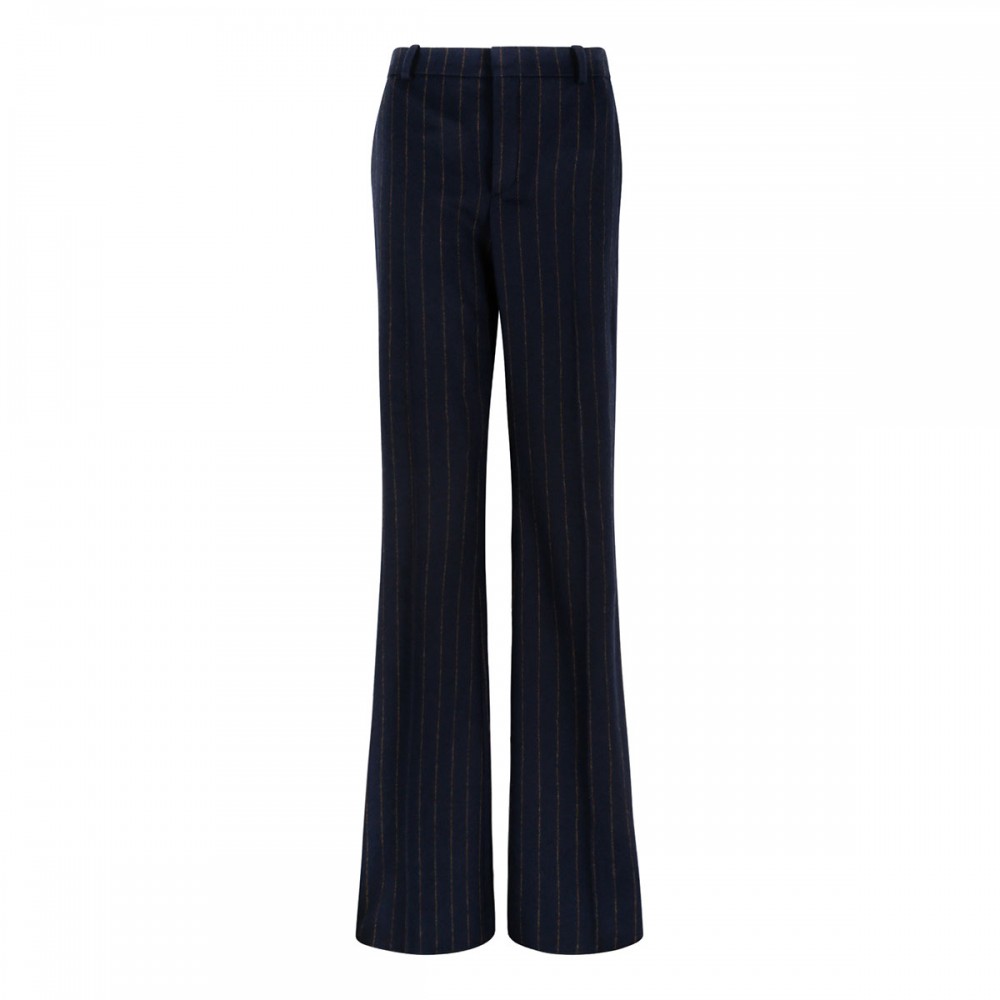 Pinstriped wool blend pants