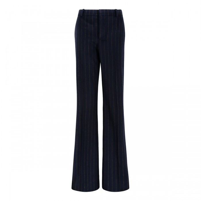 Pinstriped wool blend pants