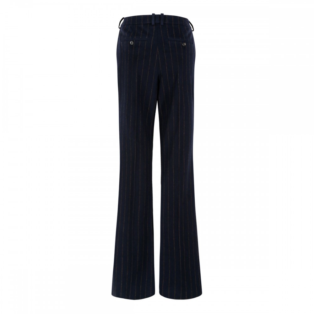 Pinstriped wool blend pants