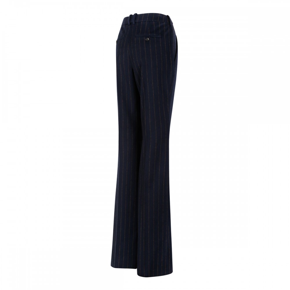 Pinstriped wool blend pants