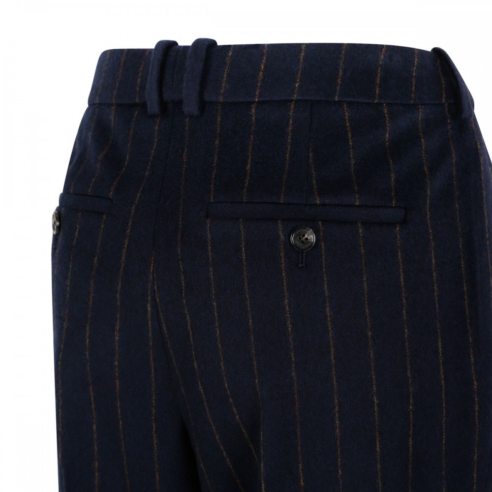 Pinstriped wool blend pants