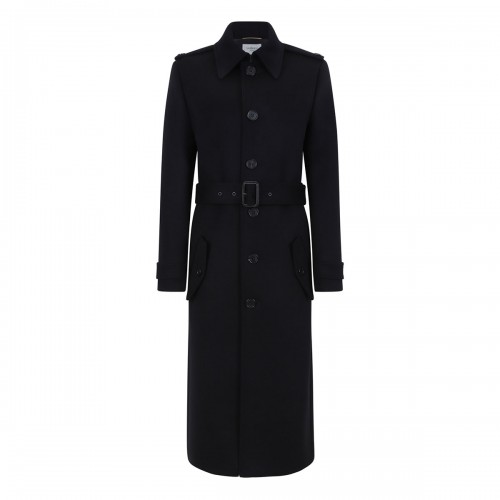 Deep black wool coat
