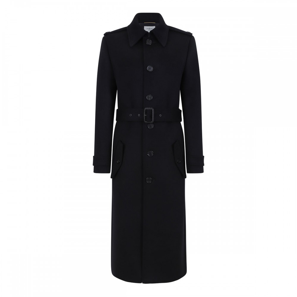 Deep black wool coat