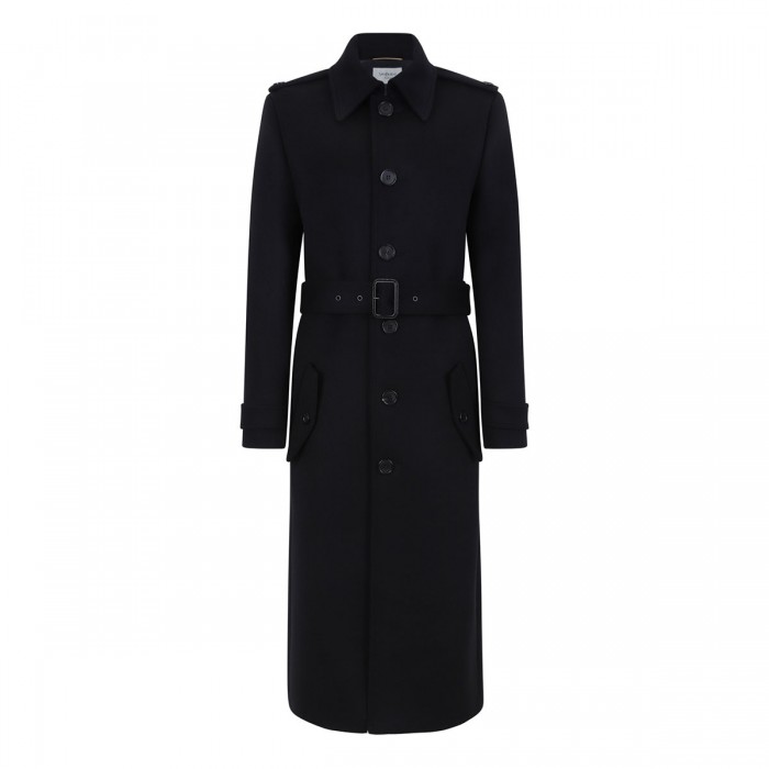 Deep black wool coat