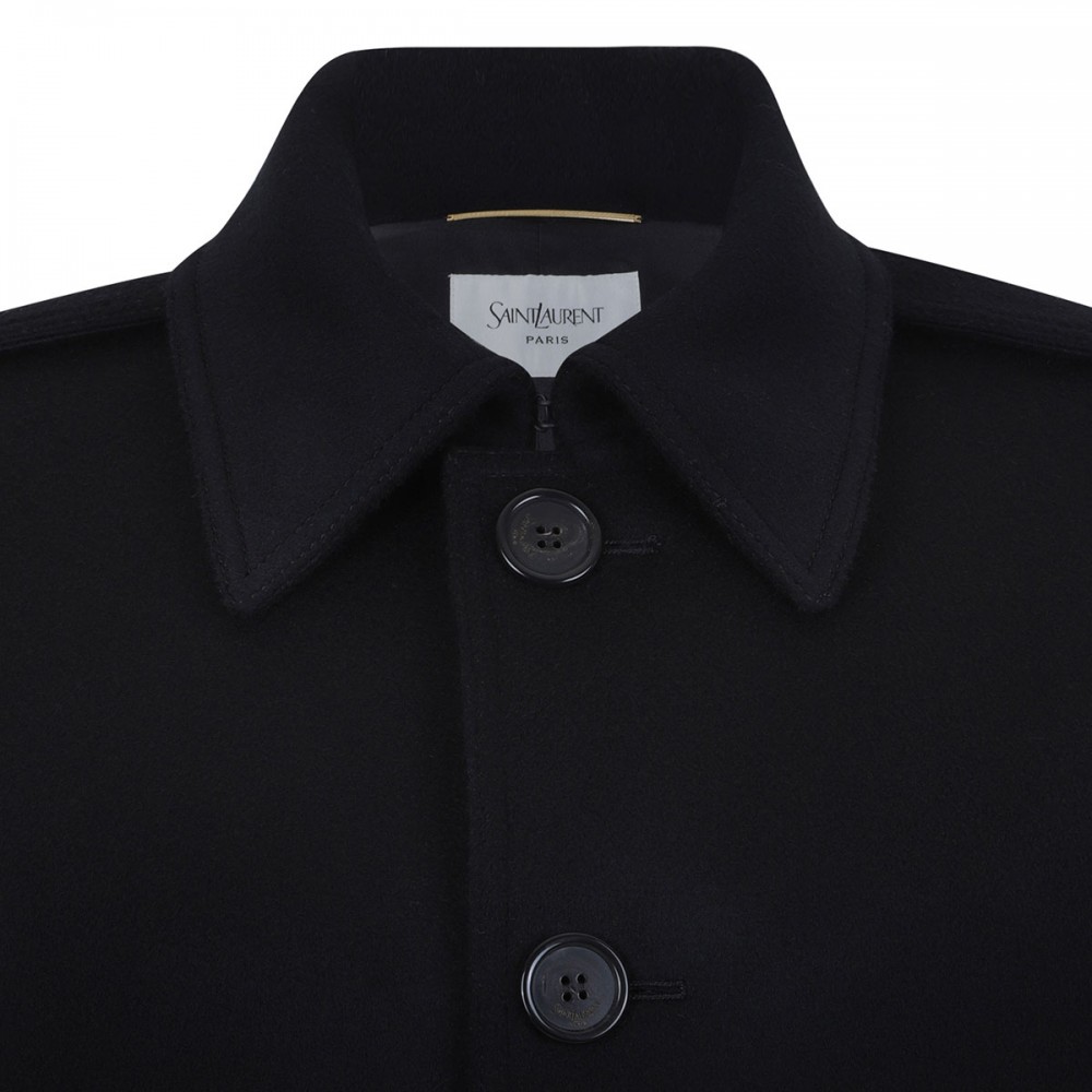 Deep black wool coat