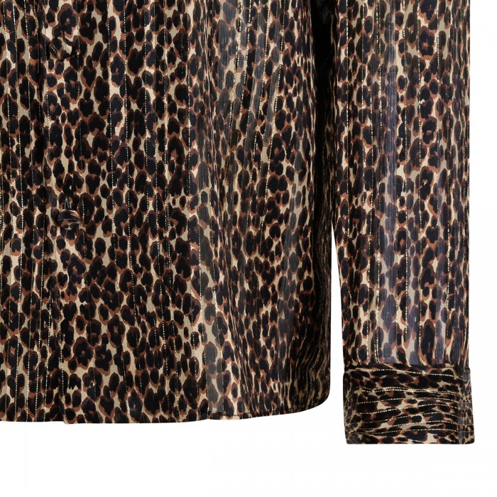 Lurex stripe silk georgette pajama blouse