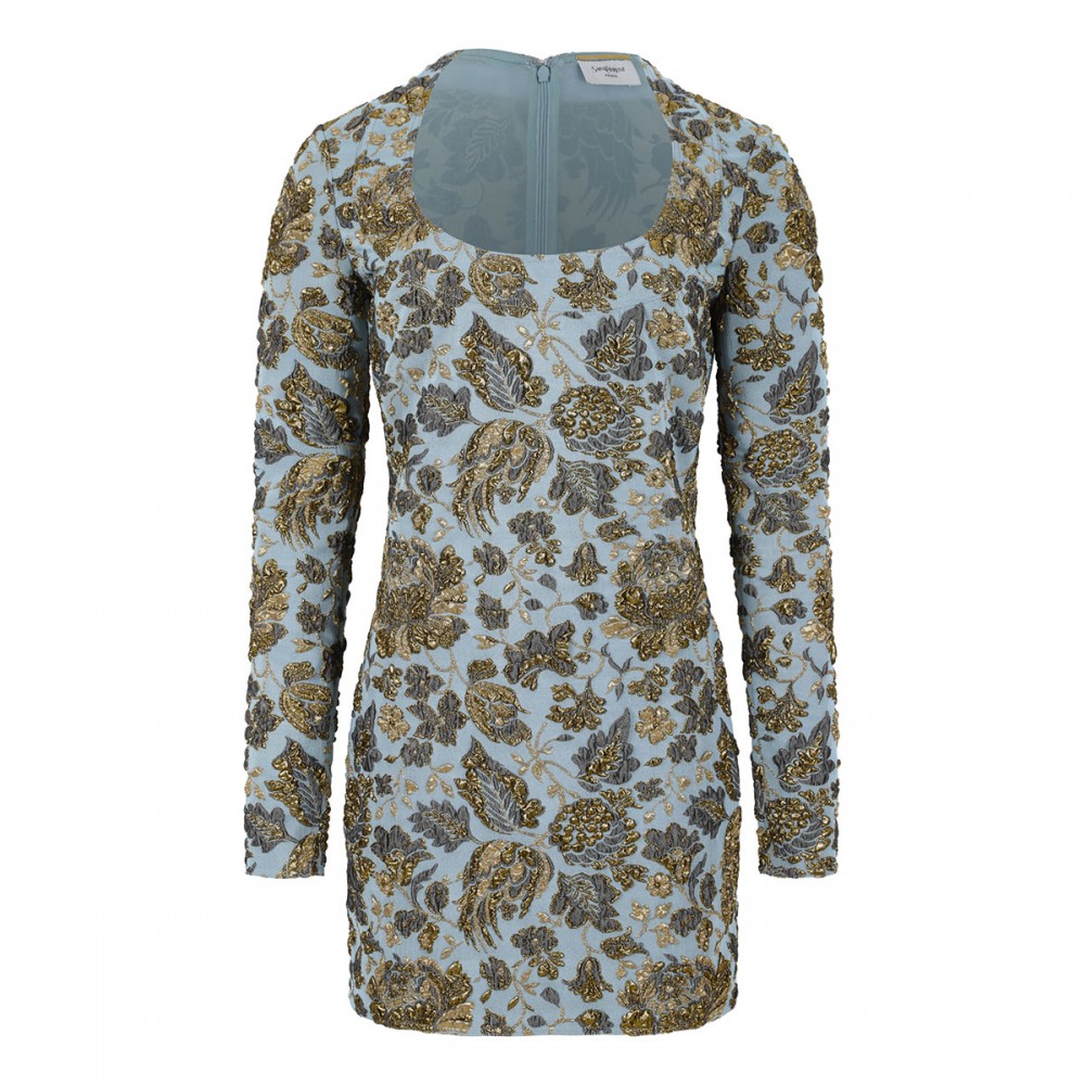 Stretch brocade mini dress