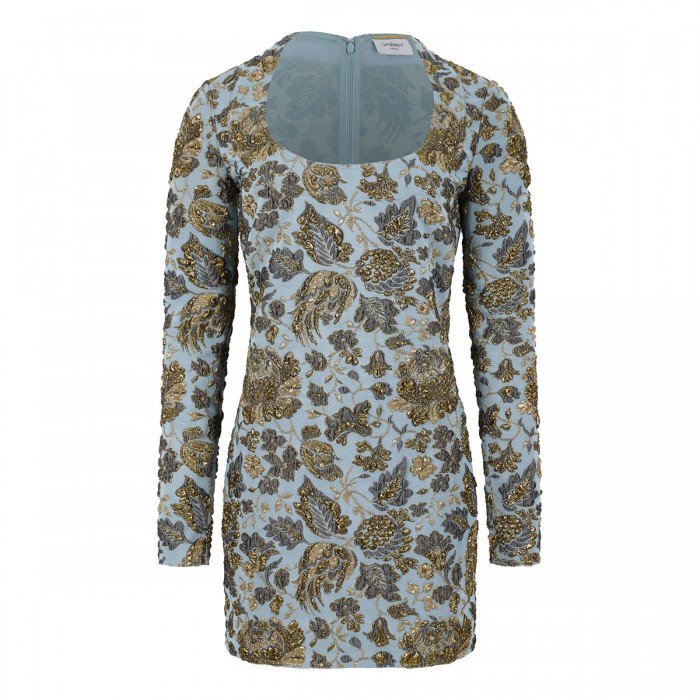 Stretch brocade mini dress
