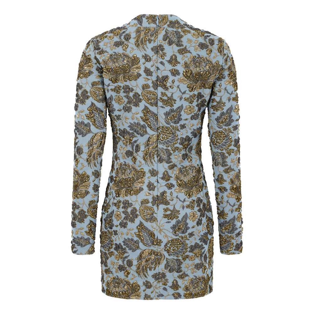 Stretch brocade mini dress