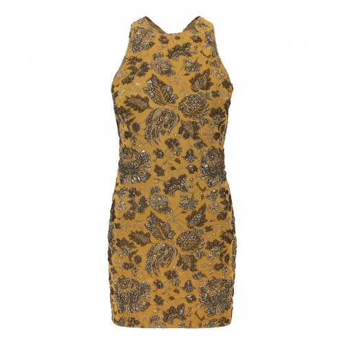 Stretch brocade mini dress