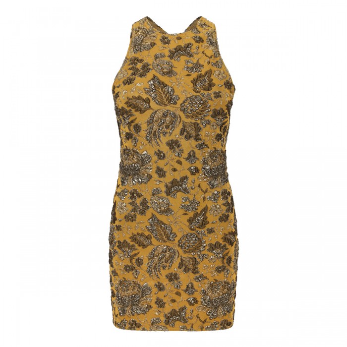 Stretch brocade mini dress