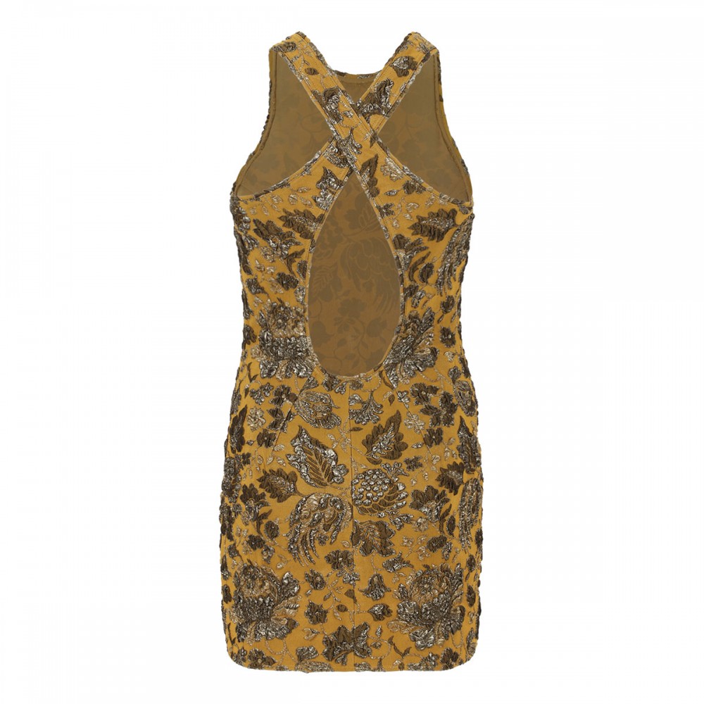 Stretch brocade mini dress