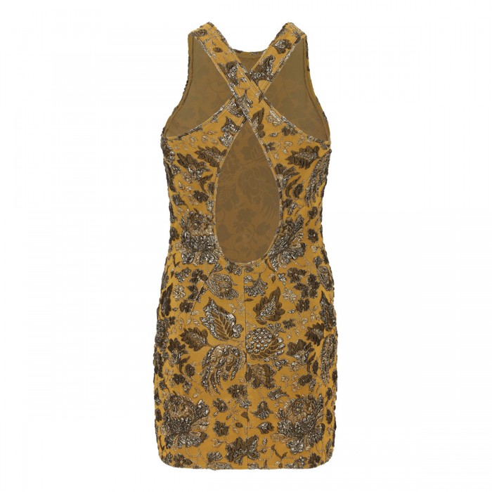 Stretch brocade mini dress