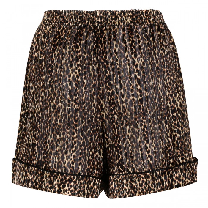 Lurex stripe silk georgette pajama shorts