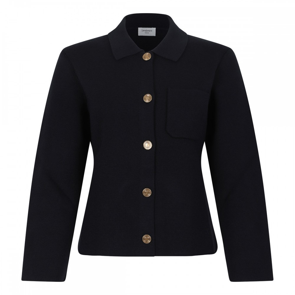 Wool polo cardigan