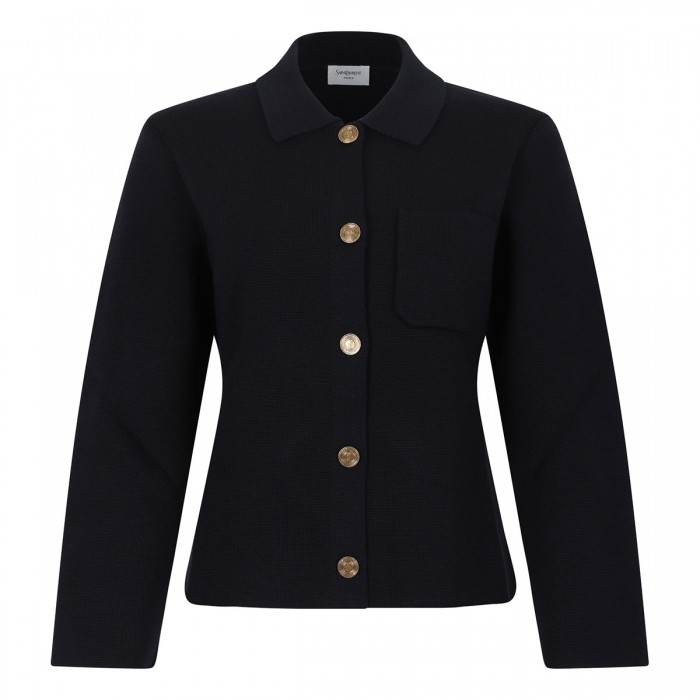 Wool polo cardigan
