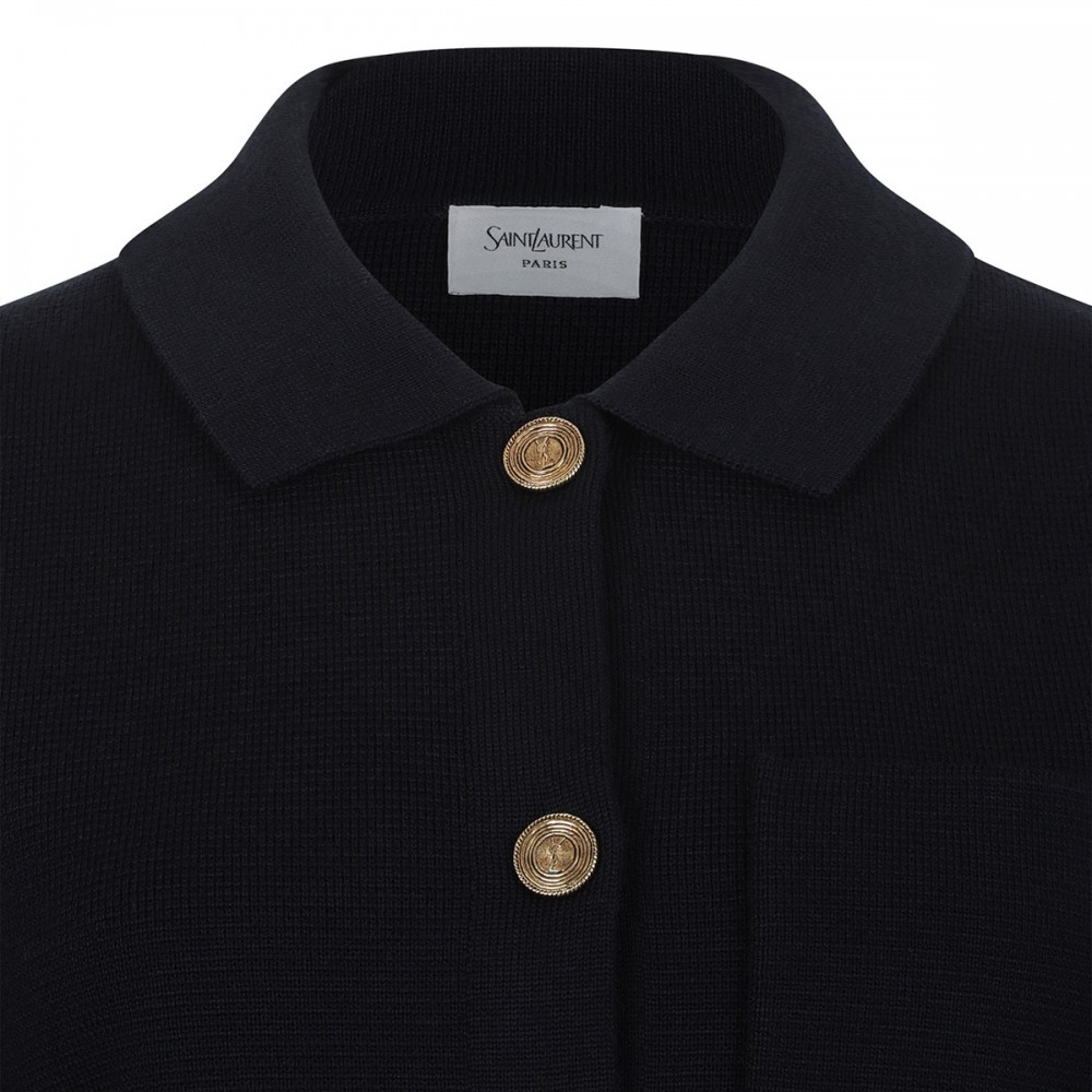 Wool polo cardigan