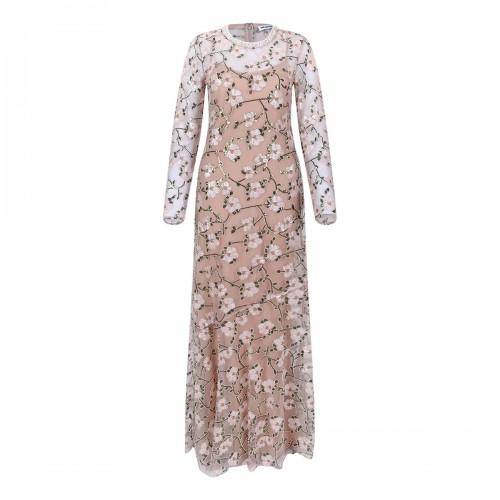 Pink floral sequin maxi dress
