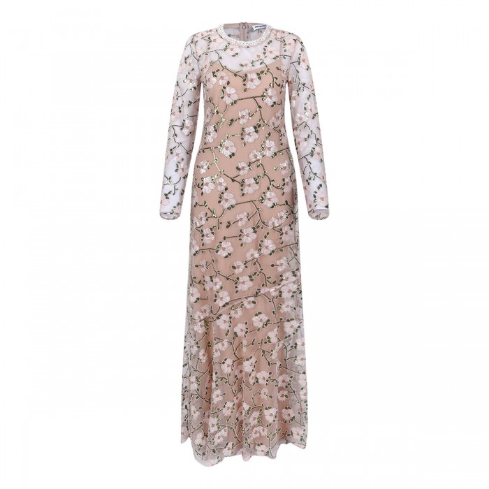 Pink floral sequin maxi dress